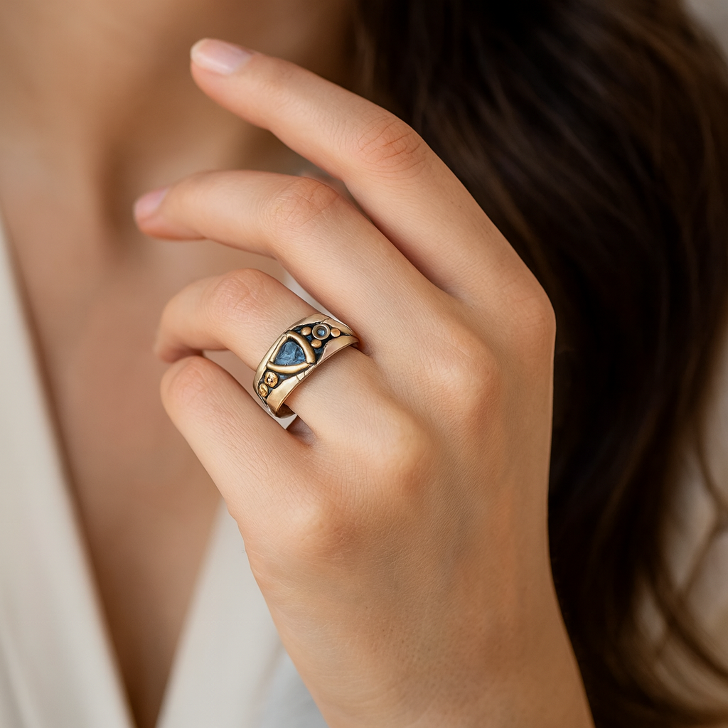 Leonie – Vintage prsten s plavim kristalom